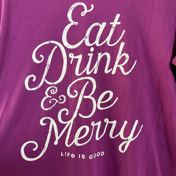 Life Is Good Crusher Tee Medium Eat Drink Be Merry Spell Out Gorpcore Outdoors - Picture 2 of 10